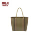 MUJI 手編包 環(huán)保材料 手提包菜籃子編織包 包包 度假沙灘包 綠色格紋/大號(兩種花色) NONE