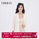 OBEG歐碧倩簡(jiǎn)約一?？蹥赓|(zhì)通勤修身小西裝外套女裝夏季10442001 奶油白 XS /155/34