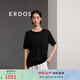 ERDOS 春夏絲棉圓領(lǐng)不對稱(chēng)寬松百搭休閑顯瘦短袖女針織衫 黑 XL 170/92A