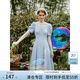范思藍恩天鵝裙 法式浪漫連衣裙女2024夏新款網(wǎng)紗收腰顯瘦A字裙子 藍恩藍 M