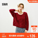 森馬（Semir）紅色毛衣女短款寬松粗絞花毛衫26年騏驥紅針織打底衫109126107002