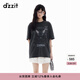 DZZIT地素短袖T恤夏季線(xiàn)繡貓咪圖案寬松純棉上衣女3J2B3301N 黑色 S