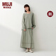 MUJI IDEE 女式 強捻抽褶裙長(cháng)半身裙女裙子女裝26年夏季新品 GA65CC6S 煙熏綠色 L (165/72A)