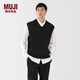 MUJI男式可水洗米蘭諾羅紋編織背心男士25年冬季針織馬甲男裝 黑色 M （170/92A）