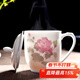 千紅窯辦公室茶杯毛瓷杯子陶瓷帶蓋泡茶杯手繪會(huì )議杯醴陵瓷器定制手繪 毛瓷杯-新芙蓉