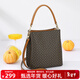 金利來(lái)女包秋冬新款單肩包百搭印花斜挎包水桶包新年春節送禮物 棕啡-優(yōu)雅款