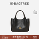 BAGTREE包包樹(shù)墩墩包輕奢品牌新款植鞣皮菜籃子手提水桶包女士包新年禮物 黑色【贈可拆卸內袋】 高級小眾生日禮物女