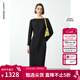 朗姿法式一字領(lǐng)設計感復古小香風(fēng)禮服裙優(yōu)雅冬季新款高級感連衣裙 黑色 L