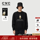 C'N'C【奢侈品衣服】CNC秋款長(cháng)袖潮玩公仔圓領(lǐng)衛衣男休閑運動(dòng)打底衫 黑色 50 /M/(175/92A)