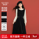 熙世界（sllsky）黑天鵝小香風(fēng)公主裙假兩件絲絨連衣裙小個(gè)子秋冬法式赫本收腰裙子 赫本黑 XL