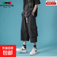 男士七分褲工裝夏季薄款外穿短褲闊腿褲子休閑寬松潮牌7中褲新款 風(fēng)度K20黑色 L 【100-120斤】