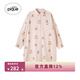 gelatopique25秋冬女睡裙晚安小熊滿(mǎn)印襯衫連衣裙PWFO254369 淺粉色 均碼 F