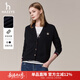 哈吉斯（HAZZYS）女裝 秋季款女士【PHIZ系列】純色寬松V領(lǐng)羊毛開(kāi)衫 藏青色NV L (165/88A 40)
