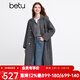 百圖betu女裝冬季新款毛呢外套西裝領(lǐng)綿羊毛氣質(zhì)大衣外套2412X01 深灰 M