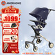 AMORHOME溜娃嬰兒推車(chē)輕便可折疊簡(jiǎn)易傘車(chē)遛娃神器高景觀(guān)兒童手推車(chē) 午夜藍【全包升級+置物包】