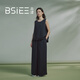BSIEE2025年夏季新款木耳邊馬甲套裝級感純色兩件套女 藏青色 M
