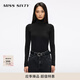 MISS SIXTY2025秋季新款針織衫女高領(lǐng)緊身彈力長(cháng)袖簡(jiǎn)約刺繡上衣 黑色 M