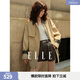 ELLE卡其巴恩風(fēng)復古拼接短外套女2025秋季新款設計感廓形休閑風(fēng)衣 卡其 S