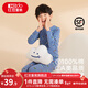 紅豆兒童純棉秋衣秋褲套裝男女中大童薄款秋冬保暖內衣A類(lèi)全棉棉毛衫 H3M1001灰藍星球 140