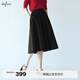 伊芙麗（eifini）蔣欣代言經(jīng)典通勤重工質(zhì)感顯瘦A字中長(cháng)半身裙傘裙女2025新款 黑色 M 100-110斤