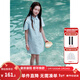 ELLE KIDS童裝 條紋襯衫領(lǐng)短袖連衣裙女童夏季新款法式度假風(fēng)裙子 藍白條 165 (M)