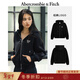 Abercrombie & Fitch美式百搭LOGO保暖抓絨拉鏈連帽衛衣外套25秋冬女裝152-5249 黑色 S (165/88A)