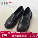 紅蜻蜓秋冬樂(lè )福鞋女士牛皮小皮鞋復古休閑女鞋一腳蹬女鞋WTB43660黑色40