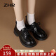 ZHR樂(lè )福鞋女春秋厚底英倫單鞋女時(shí)尚甜美學(xué)院風(fēng)女鞋 BZ21 黑色 37 