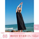 三彩2025夏季新款仿棉麻連衣裙無(wú)袖扭結背心裙寬松長(cháng)裙度假風(fēng)M