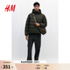 H&M男裝棉服2025冬季新款標準版型防風(fēng)疏水絎縫梭織棉服1274642 卡其綠 M 175/100