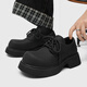 井邁德比鞋男款圓頭大頭鞋黑色工裝鞋馬丁靴隱形內增高8厘米休閑皮鞋  黑色【平底款】 41 【適合運動(dòng)鞋42碼】