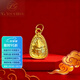 石光年輪黃金古法如意黃財神吊墜足金999三角牌財神掛墜三八節女神禮物 足金古法黃財神吊墜（小版）+贈送鏈子