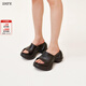 SMFK預售WAVE高跟運動(dòng)拖鞋SL002B1厚底增高時(shí)髦一字拖9.5cm明星同款 荒野黑 偏大一碼 37