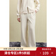獨束大碼休閑連帽衛衣套裝2024冬裝新款百搭雙色復古顯瘦時(shí)尚套裝 杏色-褲子 L (尺碼：2) (尺碼：2)