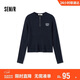 森馬（Semir）毛衣女冬季短款半開(kāi)襟刺繡修身套頭衫女生風(fēng)顯瘦上衣107724107001