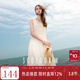 三彩2025夏季新款無(wú)袖連衣裙盤(pán)帶繡花雪紡A字裙背心長(cháng)裙M 米白色 S 155/80A