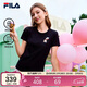 FILA 斐樂(lè )官方女子針織短袖T恤2026春季新款時(shí)尚休閑小貓刺繡圓領(lǐng)上衣