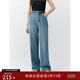 自巧小個(gè)子直筒破洞牛仔褲女2024夏季新款長(cháng)褲高腰顯瘦闊腿褲子 牛仔藍 S (3碼)