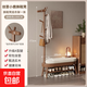 實(shí)木小鹿掛衣架換鞋凳一體入戶(hù)家用門(mén)口可坐鞋架玄關(guān)衣帽架 胡桃色100CM-可愛(ài)小鹿換鞋凳+