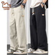 東方駱駝（EASTERN CAMEL）美式純棉休閑褲子男款潮流百搭寬松垂感闊腿帥氣直筒運動(dòng)褲春夏季 2712卡其+2712黑色 L 【推薦110-130斤】