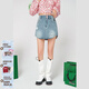 CHUU高腰破洞時(shí)尚辣妹半身裙女夏季新款設計感百搭顯瘦短裙子 淺藍 S