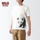 MUJI 男式天竺編織印花T恤男士短袖打底衫男款上衣 大熊貓 M (170/92A)