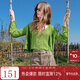 三彩2025秋款鏤空針織衫兩件套短款V領(lǐng)開(kāi)衫長(cháng)袖清新M 叢林綠 M 160/84A