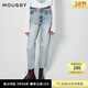 moussy 春季新品藍色磨白水洗鉛筆褲直筒牛仔褲C28GSA11-5010 110藍色 S
