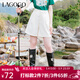 LAGOGO米白色高腰西裝短褲女拉谷谷夏季新款寬松慵懶舒適休閑褲 米白色(V2) S