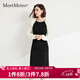 MeetMetro瑪依爾2025秋新款撞色拼接修身連衣裙女時(shí)尚開(kāi)叉包臀裙 黑色【現貨閃電發(fā)】 S