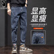 花花公子（PLAYBOY）牛仔褲男士春秋款直筒寬松潮流工裝男褲秋冬新款休閑長(cháng)褲子男潮牌 藍灰色 31