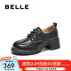 百麗（Belle）時(shí)尚舒適牛津鞋女厚底增高小皮鞋休閑通勤單鞋D3V1DAM5 黑色 37 (235mm)
