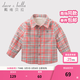 戴維貝拉（DAVE＆BELLA）加絨格子女童襯衣兒童襯衫男童長(cháng)袖上衣秋冬打底衫寶寶冬季中大童 橘灰格子 90 cm(3Y(建議身高80-90cm))