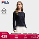 FILA 斐樂(lè )官方女子針織長(cháng)袖T恤25冬新款時(shí)尚經(jīng)典休閑修身亨利衫打底衫 傳奇藍-NV M 165/84A/M